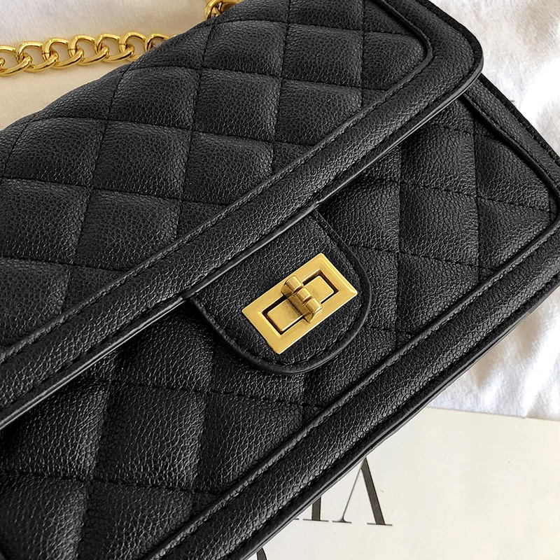 

2019 New Style Classic Rhombus Lock Square Sling Bag Lock Chain Shoulder WOMEN'S Bag