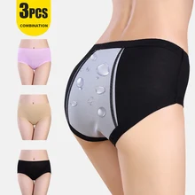 3pcs Menstrual Pants Leak Proof Panties Physiological Pants Women Underwear Period Cotton Waterproof Briefs plus size Breathable