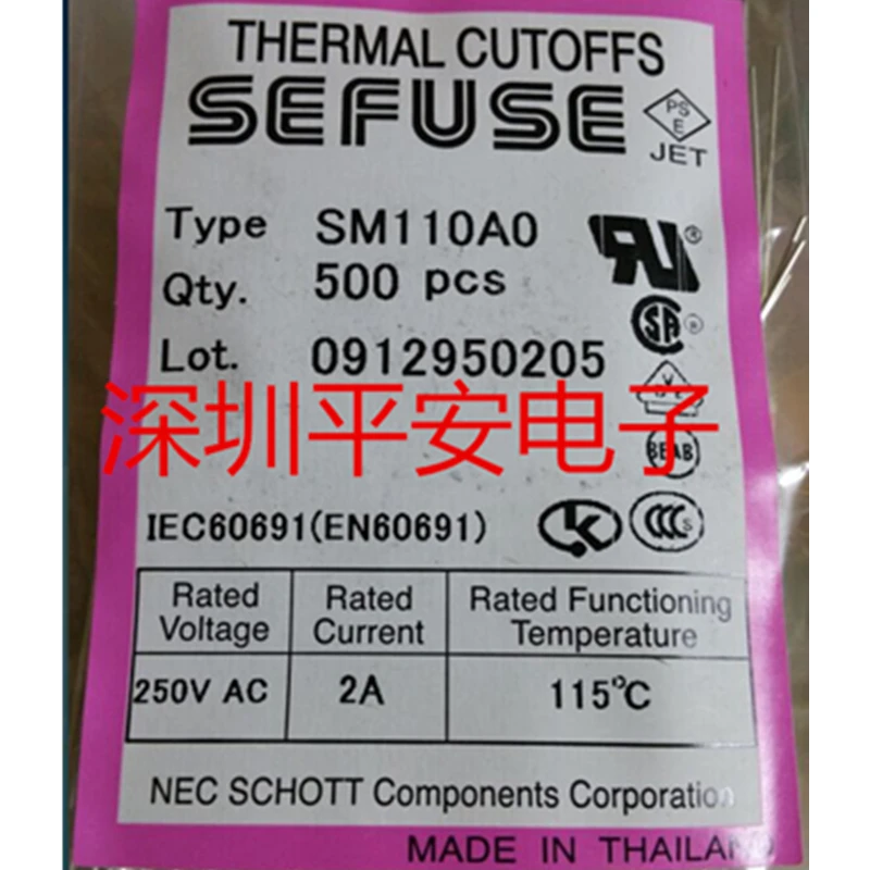 10Pcs NEC Microtemp Thermal Fuse 100℃ TF Cutoff 2A 250V SM095A0