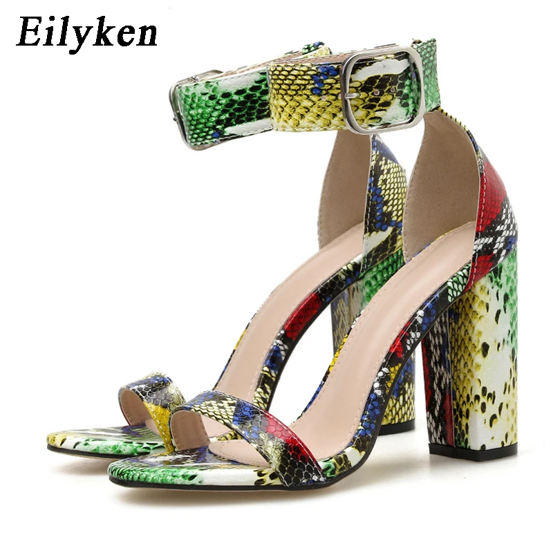 

Eilyken Serpentine Women Sandals Elegant Thick Heel peep-toe Party Lady Wedding Buckle Strap Sandals Shoes Woman Free Shipping