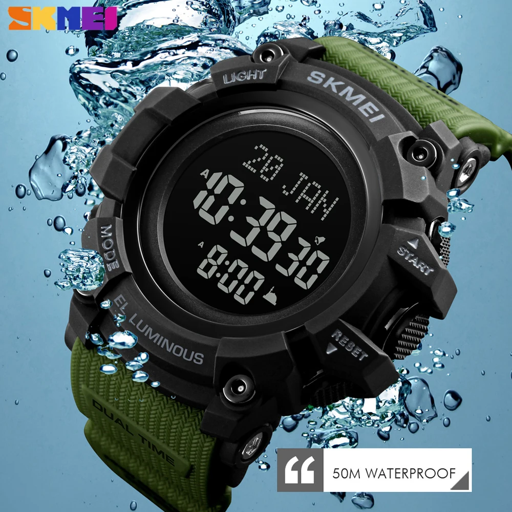 SKMEI Digital Men's Watch Outdoor Multifunction Prayer Qibla Compass Wristwatches Electronic Stopwatch Clock Relogio Masculino 2
