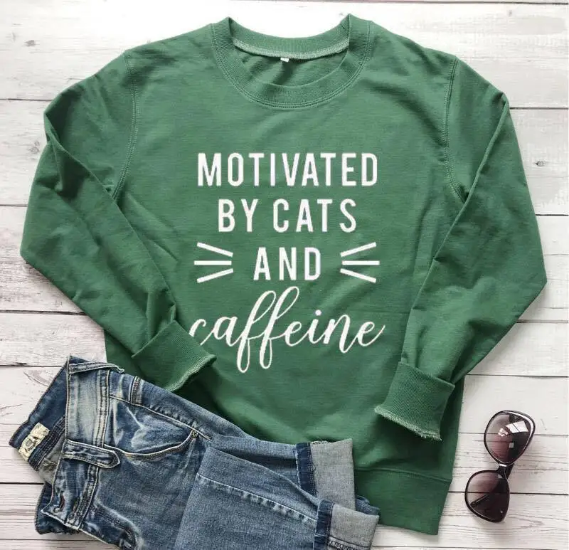  Motivated by Cats sweatshirt women fashion cotton casual funny slogan quote causal tumblr pullovers