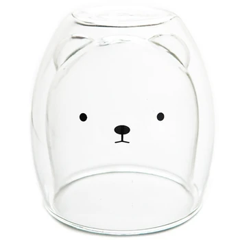 

Double-Layer Coffee Cup Glass And Mug Cute Animal Tumbler Handmade Mug Line Child Girl Bear