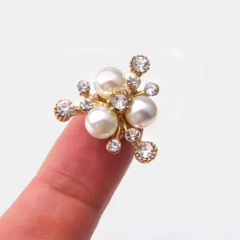 

10PCS Flower Pendant White Pearls Alloy Golden Charms Rhinestone Beads Pearls Connectors for Jewelry Making Necklace Accessories