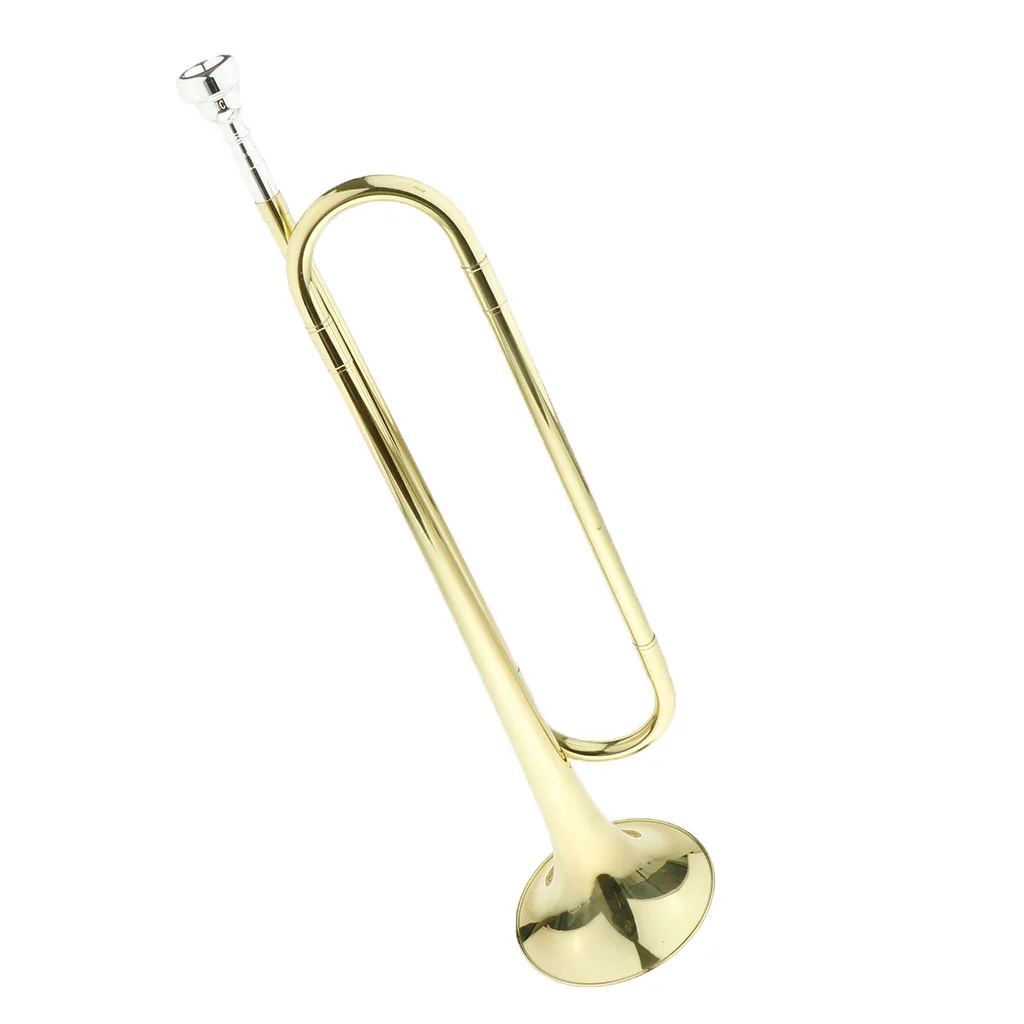 1 Set Brass B Tone Bugle Cavalry Trumpet Golden for Students Kids School Band Scouts