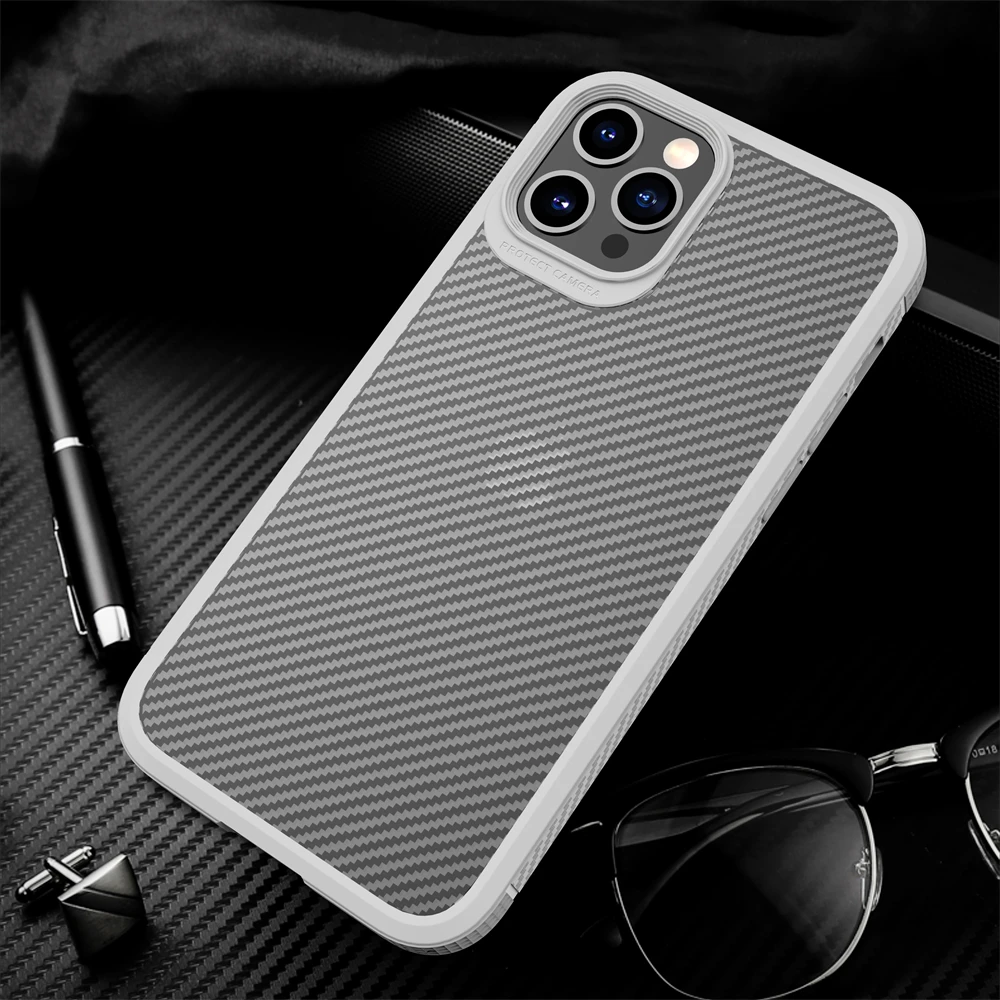 case for iphone 12 pro IPAKY for iPhone 13 Case for iPhone 11 12 Pro Case Carbon Fiber Skin Transparent Acrylic Cover for iPhone 11 12 13 Pro MAX Case iphone 12 pro waterproof case