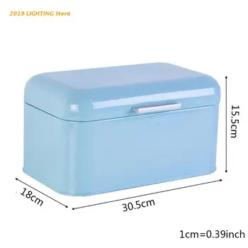

Solid Color Retro Metal Bread Bin Box Kitchen Storage Container for Snacks Food
