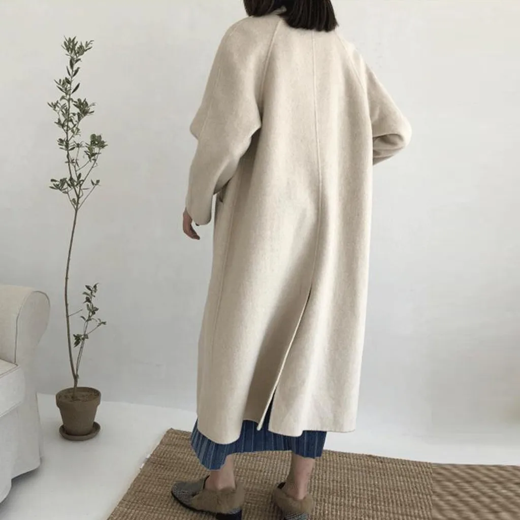 Women Trench Coat New Autumn Winter Fashion Slim Classic Office Long Sleeve Button Single Breasted Windbreaker Coat