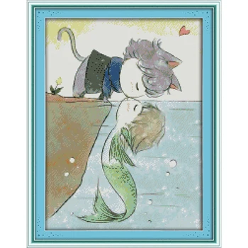 

Everlasting love The love of fish and cat Ecological cotton Chinese cross stitch kits counted 14C gift New store sales promotion