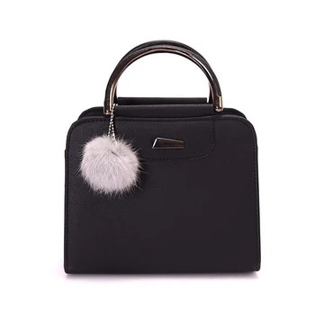 

brand women hairball ornaments totes solid pu leather handbag party purse ladies messenger crossbody shoulder bags
