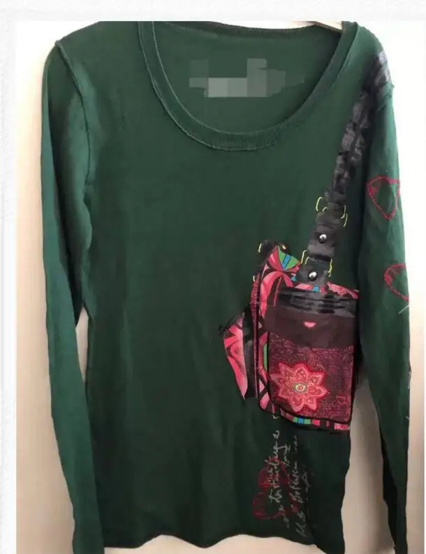 13 Испания DESIGUAL осень/зима v-образный вырез утягивающий принт вязаный xs-xxl - Цвет: 13