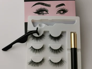

5 magnet eyelashes Magnetic Liquid Eyeliner& Magnetic False Eyelashes & Tweezer Set Waterproof накладные ресницы на магните