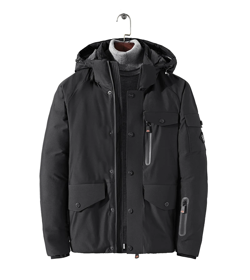 Зимняя куртка, пальто, Мужская Толстая теплая верхняя одежда, парка, ветровка на молнии, карман, Повседневная Верхняя одежда с капюшоном, лыжное пальто в стиле милитари, куртка