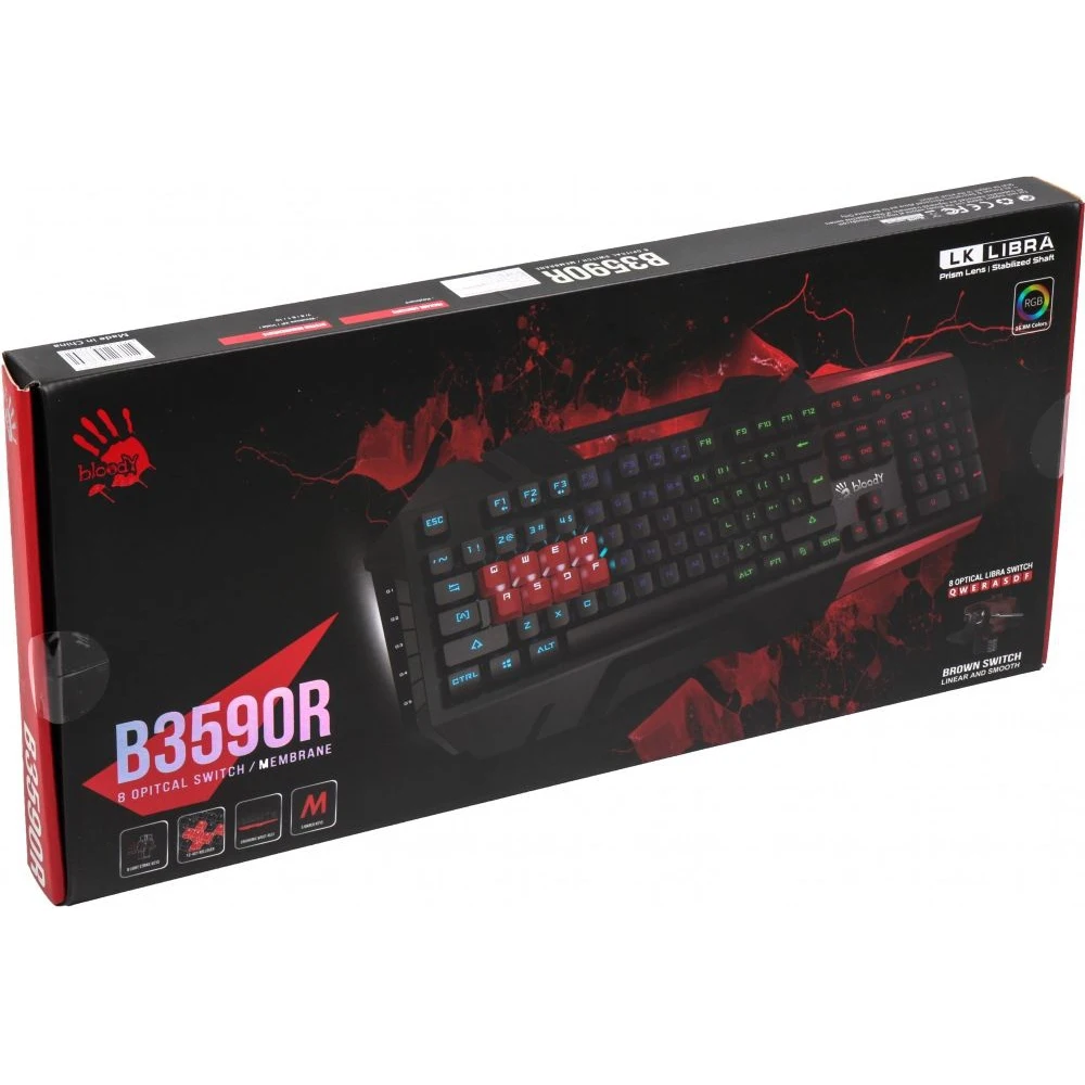 Клавиатура A4 Bloody B3590R механическая черный/серый USB for gamer LED