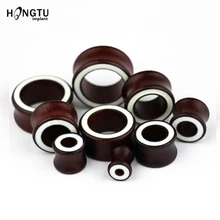 2 шт деревянные пробки и тоннели гибкие тонкие тоннели для уха двойные расклешенные пирсинг для уха телесный тоннель полый расширитель для ушей растяжки