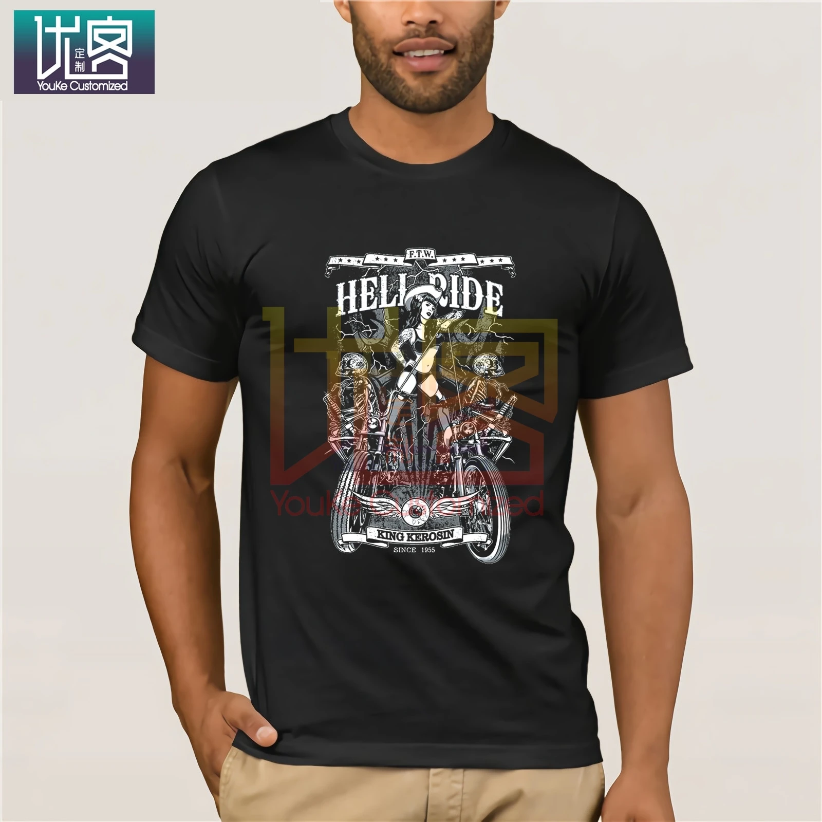 King Kerosin Mens 100% cotton new T-SHIRT Tops Summer Tees Cotton O Neck T-Shirt | Мужская одежда