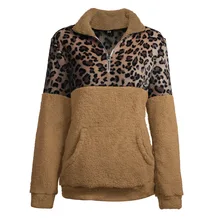 2020 Leopard Tops Sherpa Fleece Sexy Christmas Party Warm Fluffy Pullover Female Winter Fall Streetwear Teddy Velvet Sweatshirt
