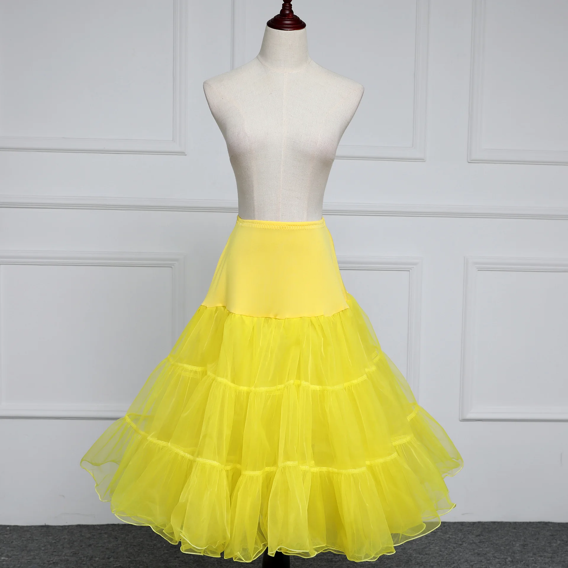 yellow RICORIT, Женская юбка-американка, Женская цветная Нижняя юбка, юбка в стиле рок-н-ролл, Нижняя юбка - Цвет: yellow