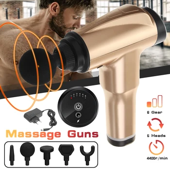 

Therapy Percussion Massage Guns Muscle Massager 6 Gear Speeds 5 Heads Deep Tissue Massage Relaxation 1200-4400r/min US/EU Plug