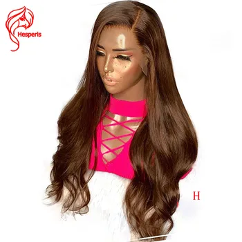 

Hesperis 13x6 Human Hair Wigs Pre Plucked For Women #4 Brown180 Density Natural Wave Brazilian Remy Lace Front Wig 8-24"