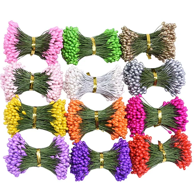 130 шт. 3 мм Двойные головки жемчужные Stamen Pistils DIY искусственные материалы для