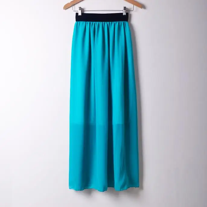 Весна Лето Новая однотонная длинная юбка женская шифоновая Макси-юбка женская s Saia Длинная женская юбка Saias Одежда Harajuku Женская одежда - Цвет: Sky Blue
