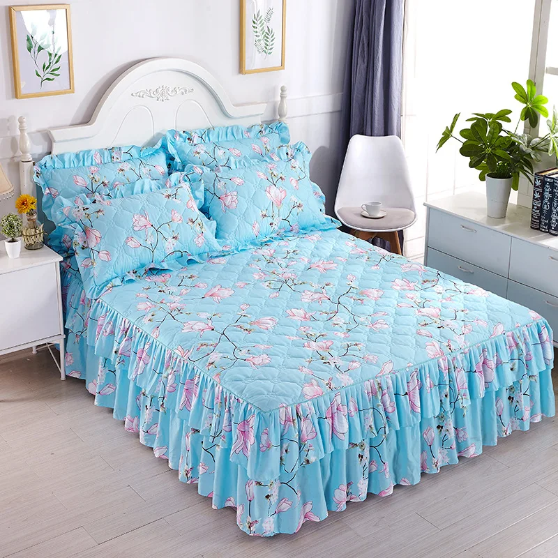 4 Korean Simmons Bed Skirt Quilted Thick Thick Comfortable Brushed Bed Cover Sheets All-inclusive Dust Cover Home Decoration - Цвет: 4