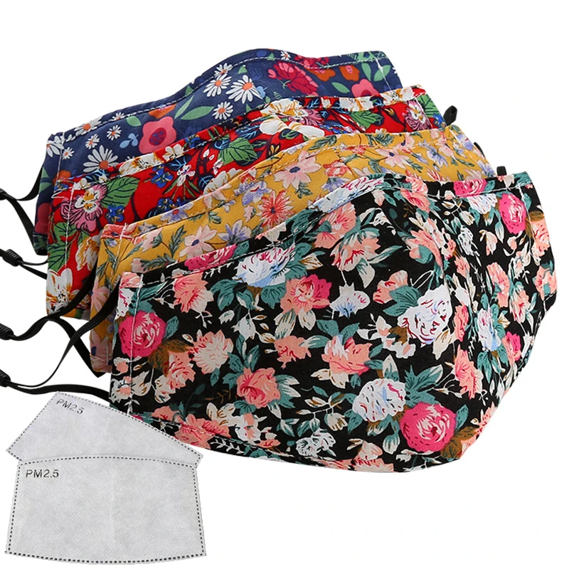 4pcs Washable Reusable Mouth Face Mask Anti PM2.5 Dust Mouth Mask With 8pcs Activated Carbon Filter Fabric Cotton Face