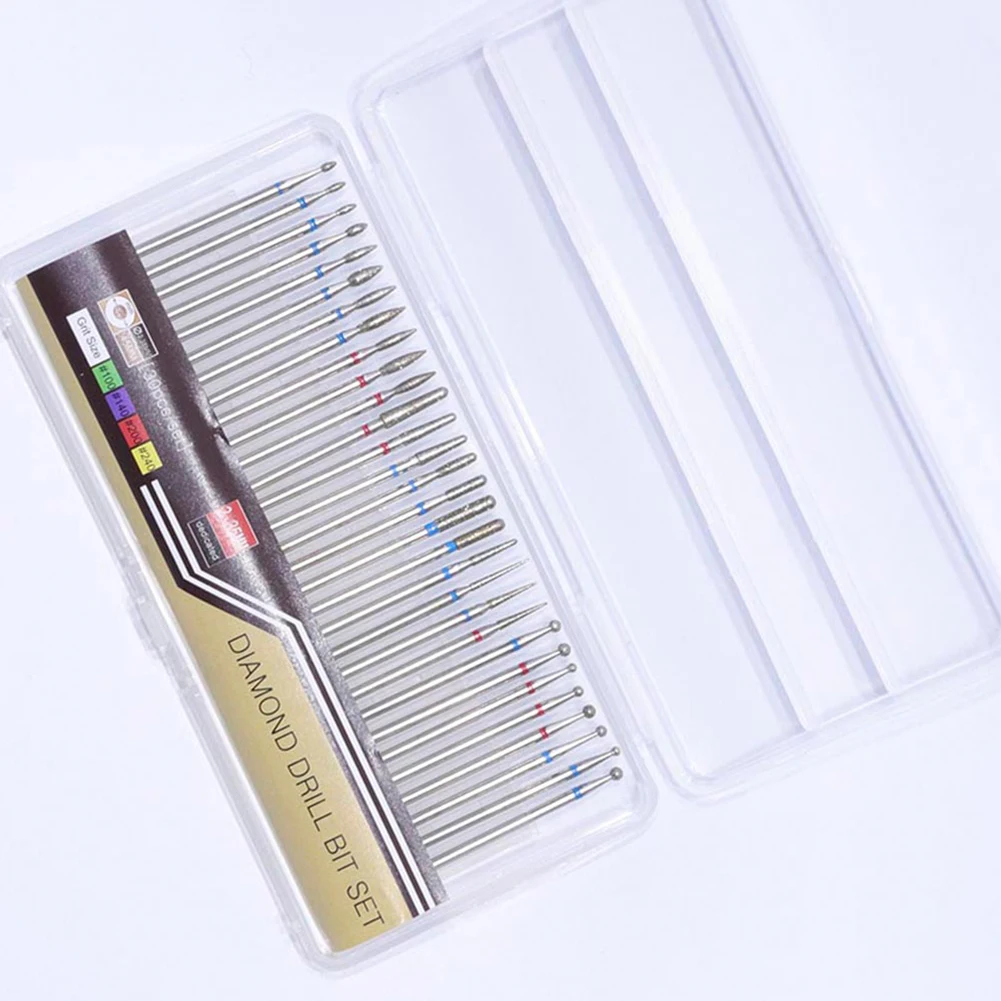 30pcs Manicure Tools Professional Cutter Remove Diamond Salon Nail Files Set Grinding Electric Polisher Burrs Dead Skin Art