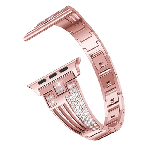Для Apple Watch Band Series 4 3 2 1 44 мм 40 мм 42 мм 38 мм роскошный ремешок с бриллиантами ремешок замена Браслет для iwatch - Цвет ремешка: Pink