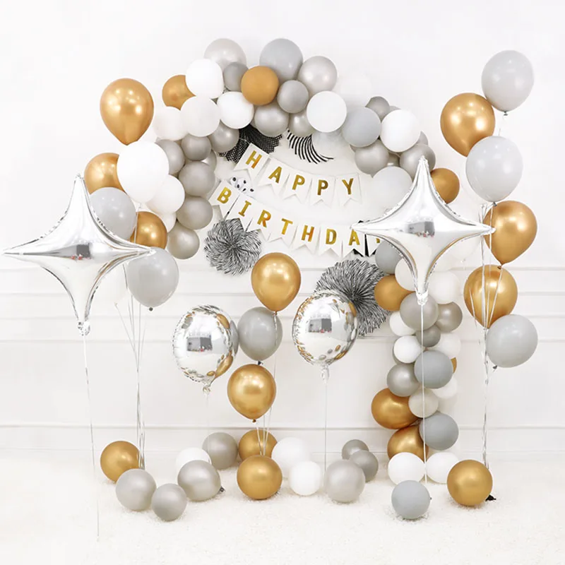 104 шт воздушный шар арочный комплект белый серебряный латексная гирлянда шары детский душ принадлежности фон Свадьба День Рождения Вечеринка Декор