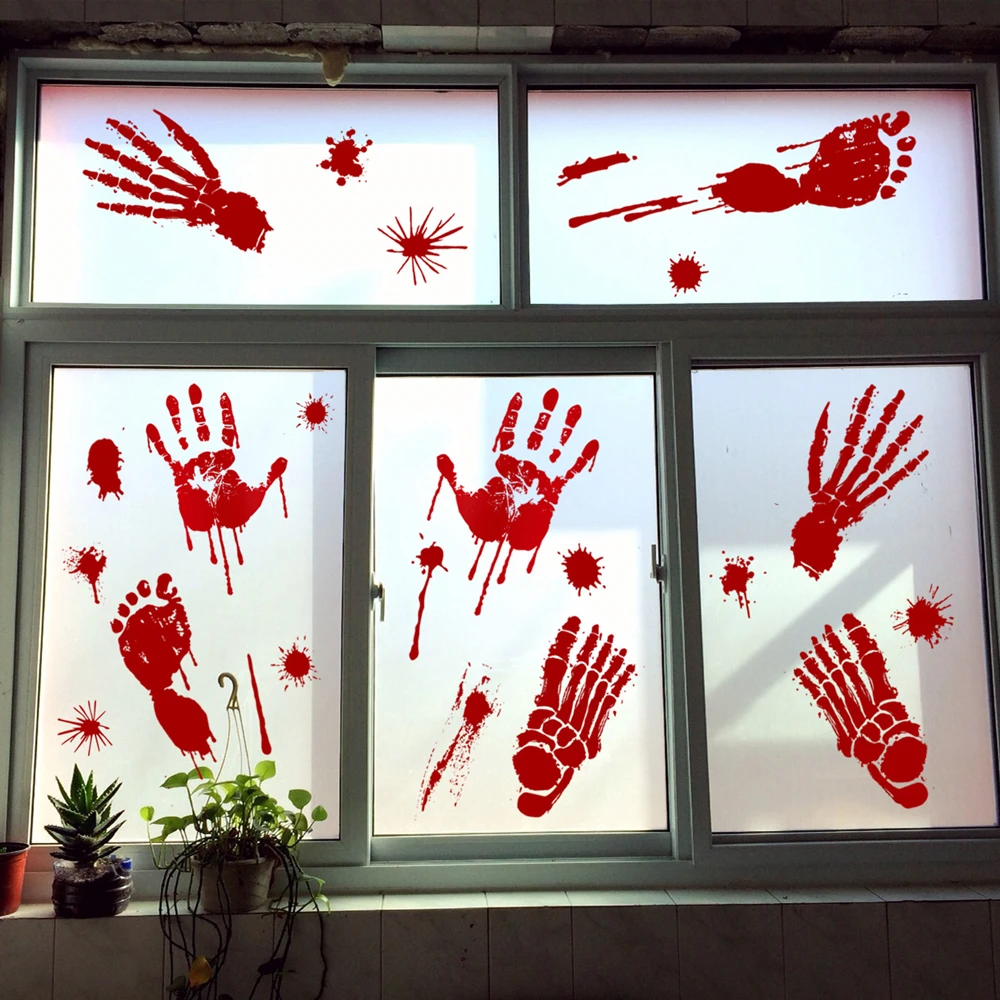 

1ps Halloween Sticker Horror Sticker Blood Dyeing Fingerprint Foot Pumpkin 3D Sticker Waterproof