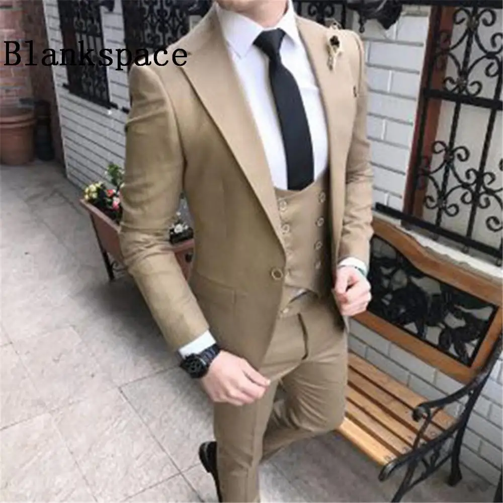 Wedding Slim Fit Khaki Groom Costume 