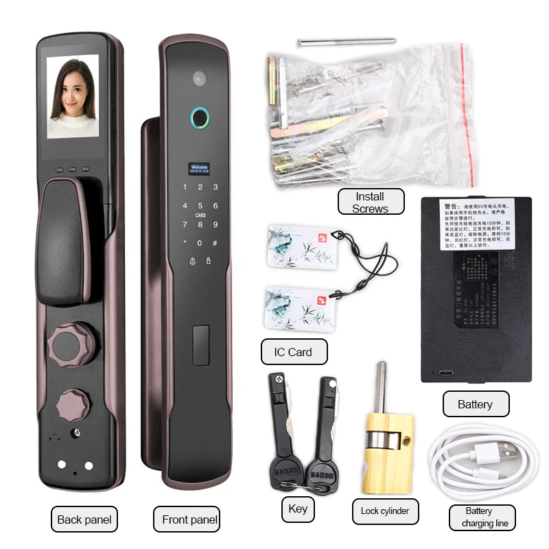 Fingerprint Lock with Monitoring Visual Cat Eye Household Intelligent Lock Burglar Door Electronic Lock Remote Unlocking