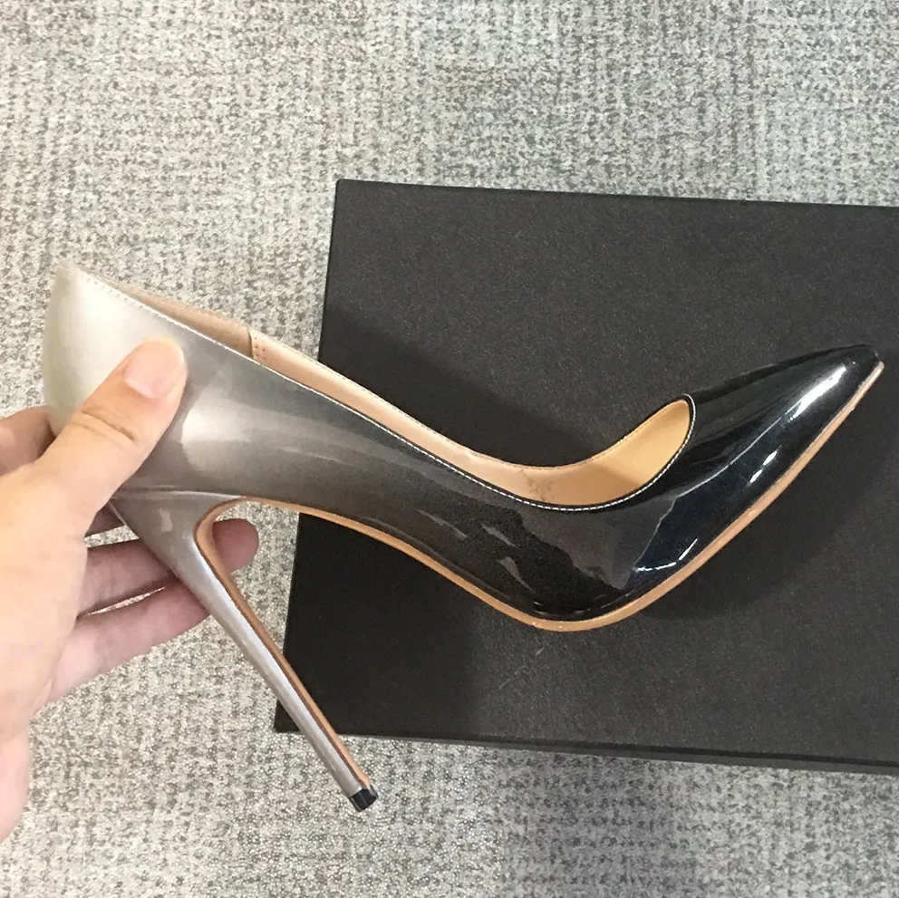 

Ladies Sweet Purple Pink Black Gradient Color Thin High Heels Sexy Party Dress Club Pumps Fashion Women Pointed Toe Shoes D006C