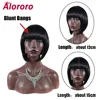 Alororo-perruque bob synthétique courte et lisse pour femmes, perruque de Cosplay en fibre de haute température, disponible quotidiennement, noire naturelle ► Photo 2/6