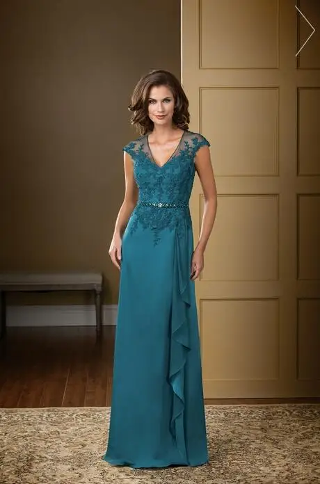 Vestidos de madrinha Casamento элегантное вечернее платье с v-образным вырезом farsali кружевные аппликации дешевые платья для матери невесты