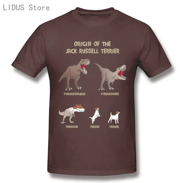 LIDUS Origin Of The Jack Russell Terrier Evolution History Meme Shirt Short Sleeved Tshirt Fashion Cotton T-shirt Tee Shirts Camel