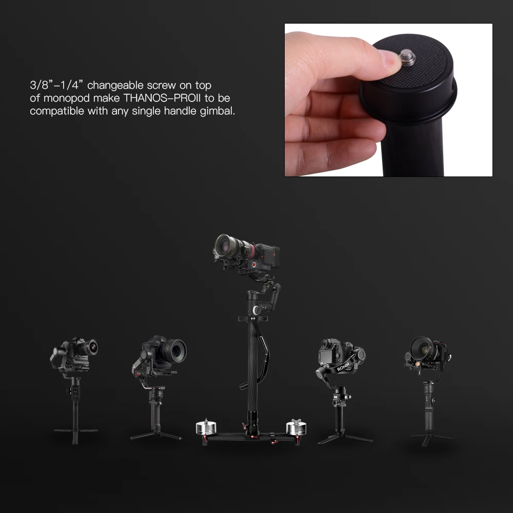 THANOS PROII Gimbal Vest steadicam with Z Axis+Carbon Fiber Monopod Sled System for DJI RS2 RSC2 RONIN S ZHIYUN Crane 3S Trinity