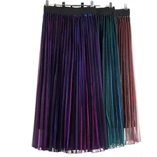 Женские градиентные марлевые плиссированные юбки с высокой талией, женская элегантная повседневная сексуальная юбка