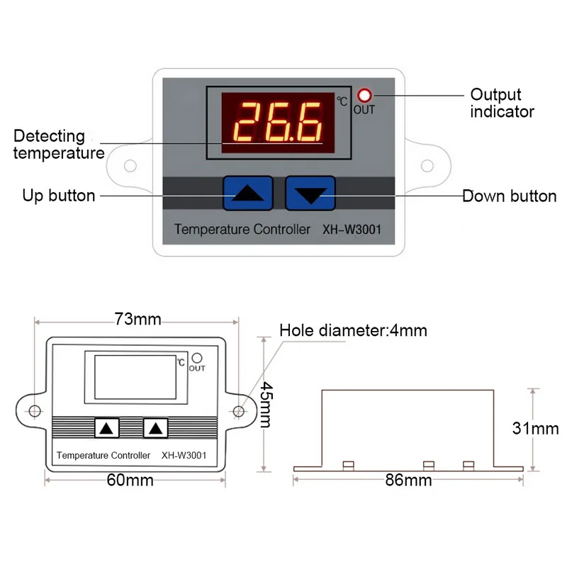 ЖК-дисплей контроль температуры 10A 12V 24V 110V 220V AC цифровой микрокомпьютер-W3001 для инкубатора охлаждение, отопление термостат