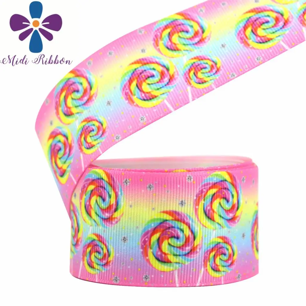16 мм 75 Красочные конфеты леденец напечатаны Grosgrain/Foe ленты DIY волосы банты