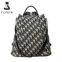 FOXER Fashion Monogram Ladies Backpack Travel Handbag Fabric Material Large Capacity School Bag Female High-Quality Shoulder Bag