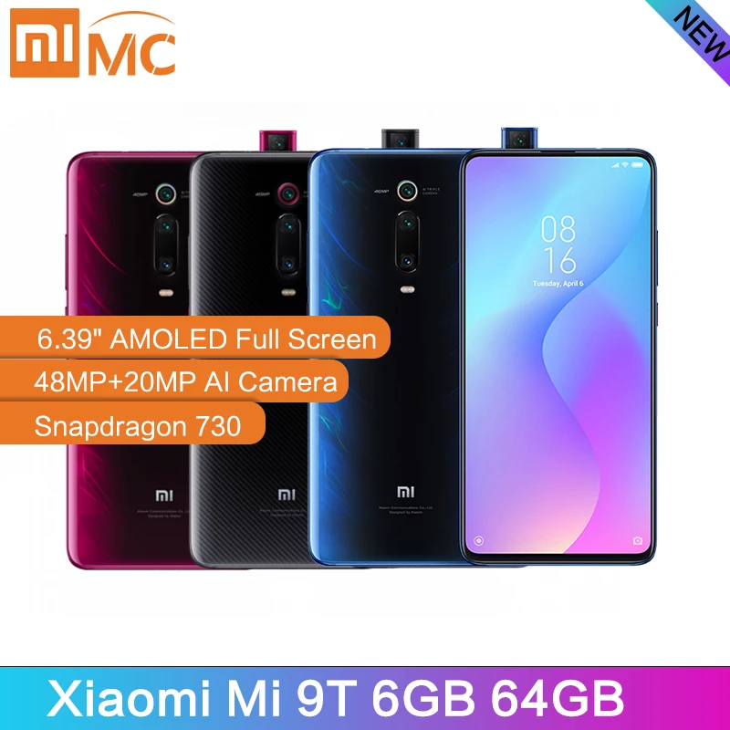 Xiaomi Mi 9T 6 ГБ 64 Гб мобильный телефон Snapdragon 730 AI 48MP AI сзади Камера 4000 мА/ч, 6,3" AMOLED Дисплей, глобальная версия, CE