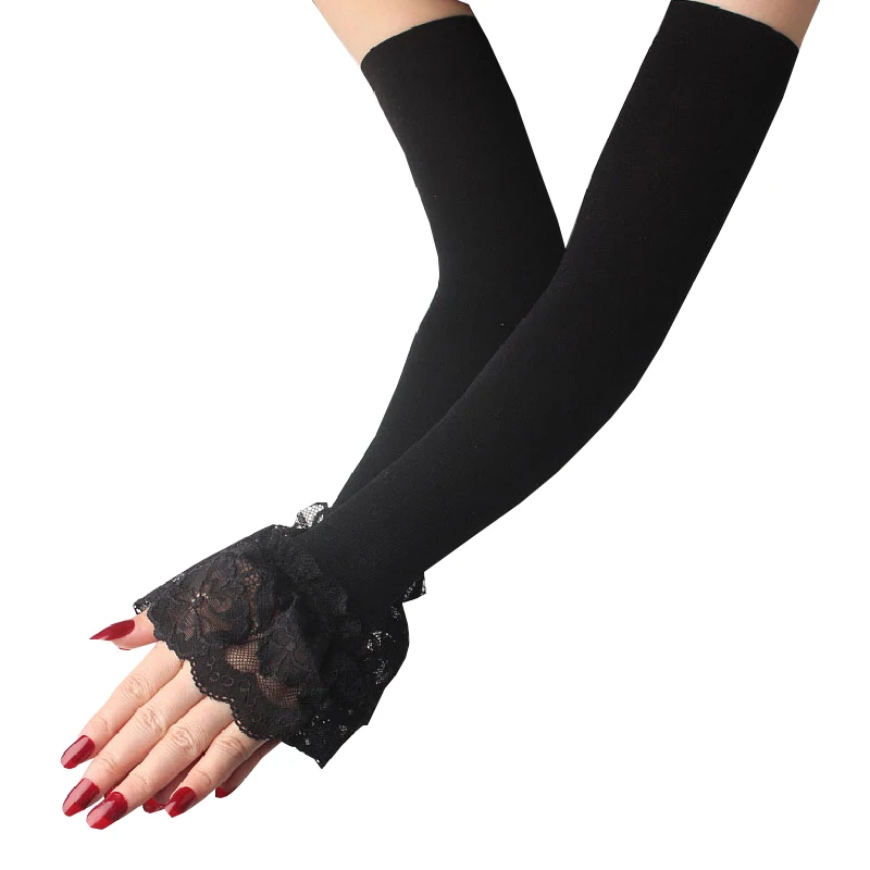 Lace GloveSunscreen Fingerless Stretchable Long Sleeves Driving Gloves SummerPDH 