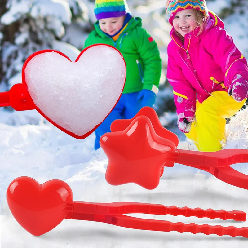 Heart Shape Winter Snow Mold Snowball Maker Clip Clamp Kids Toy Outdoor 