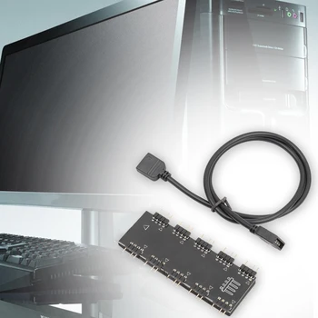 

Fan Splitter Extension Cable Durable Black Strip Light Controller Motherboard RGB Hub Synchronization 5V 12V 10 Channel For AURA