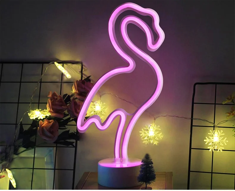 USB светодиодный неоновый светильник знак стол ночной Светильник лампочка "фламинго" Единорог неоновая лампа для детской комнаты праздника Рождественская Пышная юбка-американка с Свадебные украшения