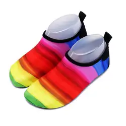 Для взрослых, унисекс, пляжные, водные, для бассейна, радужной расцветки контраст Цветной принт для плавания Aqua Socks быстросохнущие босиком