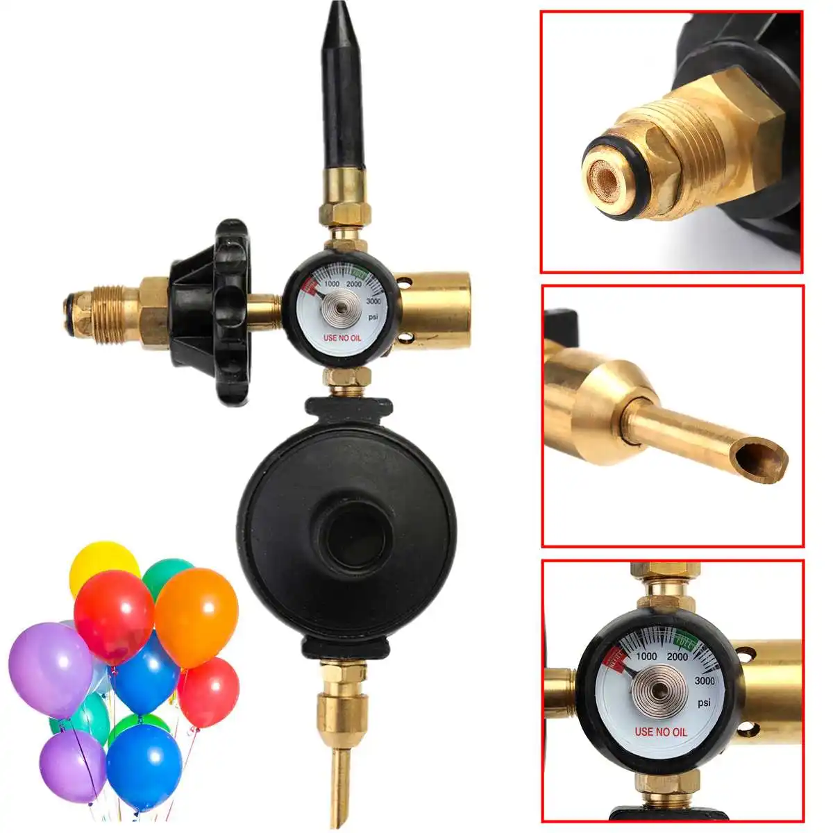 Helium Latex Balloon Inflator Regulator Meter Gauge For G5/8 Tank